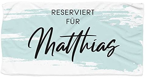 Herz & Heim® XL Badetuch Reserviert für mit Wunschnamen in 4 100 x 180 cm (B/H) Blau