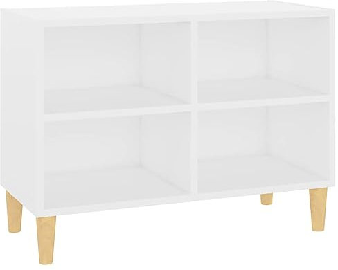 vidaXL TV Schrank mit Massivholz-Beinen Lowboard Fernsehschrank Fernsehtisch Sideboard HiFi-Schrank TV Möbel Tisch Board Weiß 69,5x30x50cm