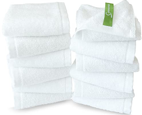 SUMMERMIA| Bamboo Washcloths - Soft Wash Cloths for Your Face Towel, Wash Cloths for Your Body, 12 Pack, 13 x 13 (White)