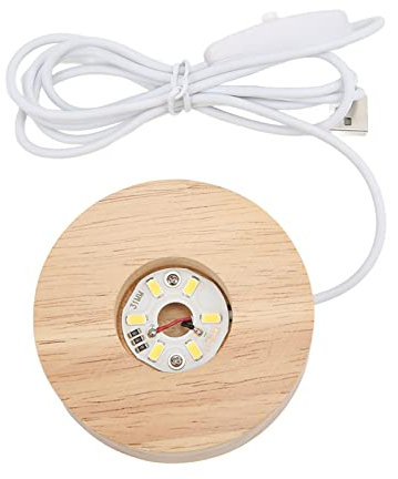 LED Display Sockel 8cm Holz Leuchtsockel, Beleuchteter Kristallkugel Display Ständer mit USB Kable für Kristallglas, Harzkunst, 3D Glaskugel, Acryl Schmuck(Warmes Licht)