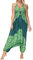 Nuofengkudu Damen Blumen Boho Jumpsuit V Ausschnitt Rückenfrei Overall Leichte Sommerkleid Playsuits Strandkleid Sommeroutfit Einheitsgröße S-Grün Blume B