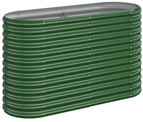 vidaXL Hochbeet, Wetterfestes Hochbeet für Garten Balkon Terrasse, Kräuterhochbeet zum Selber Bauen, Pflanzkasten aus Metall, Verzinkter Stahl Grün