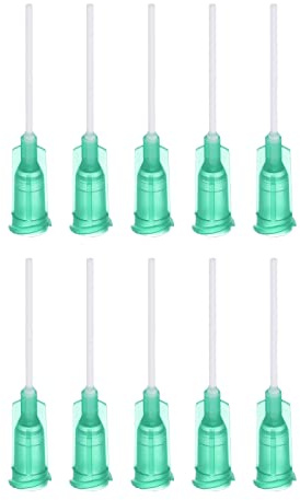 sourcing map 10 Stück 18G Dosiernadeln 1 PTFE Klebenadelrohr Grün | Stumpfe Spitzen, Mit Flexibler PP Nadel, Für Flüssigklebepistole