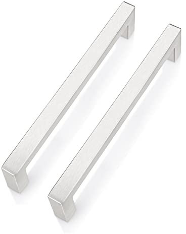 PinLin 15 Pack Kitchen Cabinet Door Handles Stainless Steel Bedroom Drawer Cupboard Pulls Hole Centre 160mm Width 12mm Brushed Steel Square T Bar Handle
