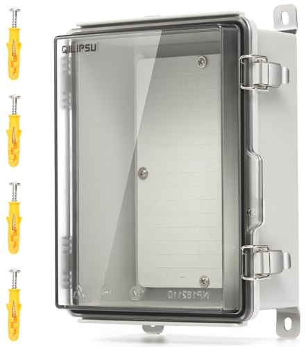 QILIPSU UL94-V0 Outdoor Electrical Box 8.3x6.3x3.9 Waterproof Junction Box Weatherproof PC/ABS Alloy Plastic IP66 Project Electric Enclosure Clear Hinged Door