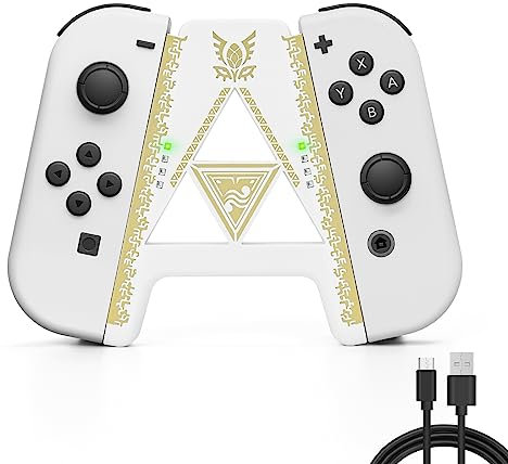 DLseego Joy Con Griffe für Switch,Joycon Grip Controller Tragbarer A-förmiger Griff, Joycon Handgriff für Switch OLED,Joy con halterung Plug and Play - Gold Weiß