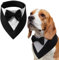 LiebeDD Halstuch Hund, Schwarz Fliege Hund Haustier Hundehalstuch Dreieckstuch Halstücher Hunde Smoking Bandana, Verstellbar Hundekostüm Formale Hund Hochzeit Outfit für Geburtstag Party, XS