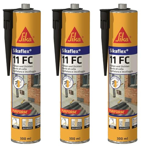 Sika Sikaflex-11FC Purform, elastischer Kleb- und Dichtstoff, 300 ml, schwarz (Packung mit 3)
