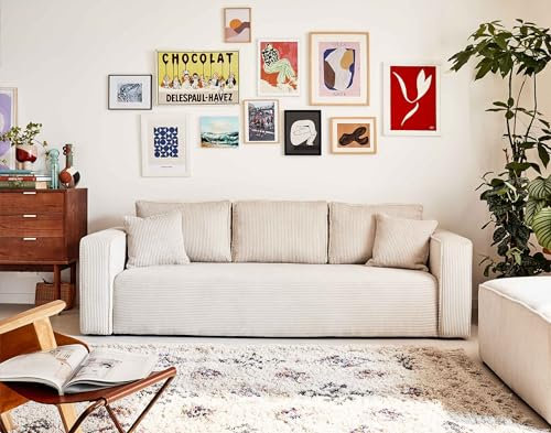 Bestmobilier Topaze - 3-Sitzer Sofa - schlaffunktion und bettkasten - aus Cord Beige