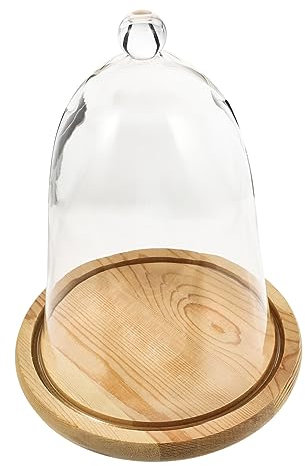 MUCKLILY 1 Satz Micro-landschaftsvase Kuppelvitrine Glasglocke Servierteller Erhaltene Rosenkuppel Terrarium-pflanztopf Tortenständer Mit Kuppel Tischvitrine Holz*Glas Keramik Dessertteller