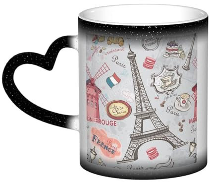 ZORIN Keramik-Kaffeetasse mit Sternenhimmel, Farbwechsel, Eiffel-Handtuch, Frankreich, Dessert, hitzeempfindliche Tassen, Trinkbecher, magischer Urlaub, Geburtstagsgeschenk, für Männer und Frauen