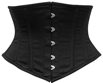 OH WEARS Underbust Black Cotton Steel Boned Corset (UK, Alpha, 6XL, Regular, Regular, Black)