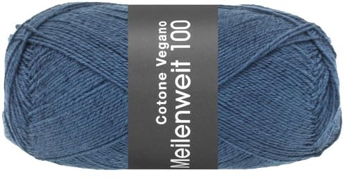 LANA GROSSA Meilenweit Cotone Vegano| Die Alternative ohne tierische Fasern | Handstrickgarn aus 76% Baumwolle, 14% Polyamid & 10% Polyester | 100g Wolle zum Stricken & Häkeln | 420m Garn FB23