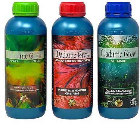 Madame Grow - Abono Universal para Plantas Verdes - Nutrición y Crecimiento - Formula Orgánica - 3 x 1 L
