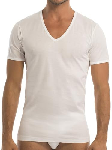 GARDA - 3pz T-Shirt Uomo Mezza Manica Scollo a V in Cotone Filo di Scozia Art. 0036 (Bianco, 5/L)