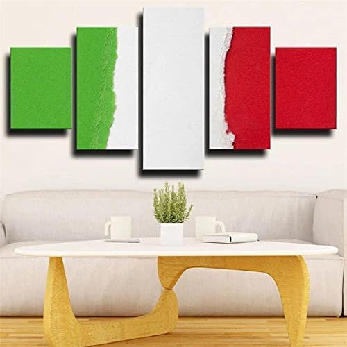 Quadro Bandiera Italiana Astratta 5 Pezzi Stampa Su Tela In Xxl Immagini Moderni Murale Fotografia Grafica Decorazione Da Parete Senza Cornice 150 X 100 Cm - Ufficio/Hotel/Ristorante/Foto/Poster/Mura