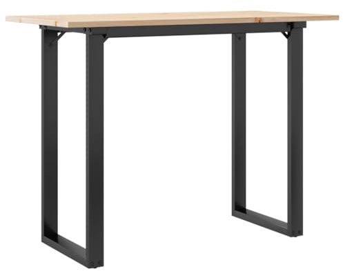 vidaXL Mesa de Comedor Marco O Madera Maciza Pino y Acero 100x50x75cm