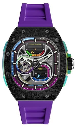 Nubeo Men's 44mm Viper Automatic Limited Edition Indigo Watch with Fkm Rubber Strap NB-6105-06