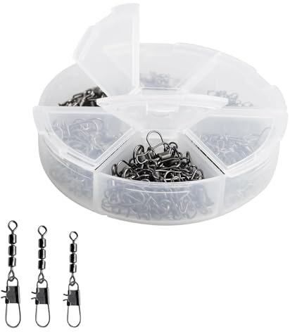 🎣 Angel-Profis Wählen: 60 Stück Dreifach-Wirbel-Assortiment | Inkl. organisierende Sortierbox | Komplettes Angelwirbel-Set für Forellen- & Sbirolino-Angeln | 3 Größen in einer (Premium-Qualität)