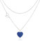 Linawe Blau Herzkette Herz Kette Silberkette Halskette Damen, Edelstahlkette Edelstahl Silber Schmuck Jewelry, Layering Kette mit Anhänger, Kettenanhänger Silber Ketten Set