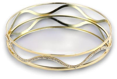 Vassoio Profumi a Specchio Dorato, Decorativo Tavolo Vetro Vanity Organizer, Natalizio con glitter x Trucco, Rotondo Metallo Vintage con Specchio Gioielli (Tondo (30x6 cm))