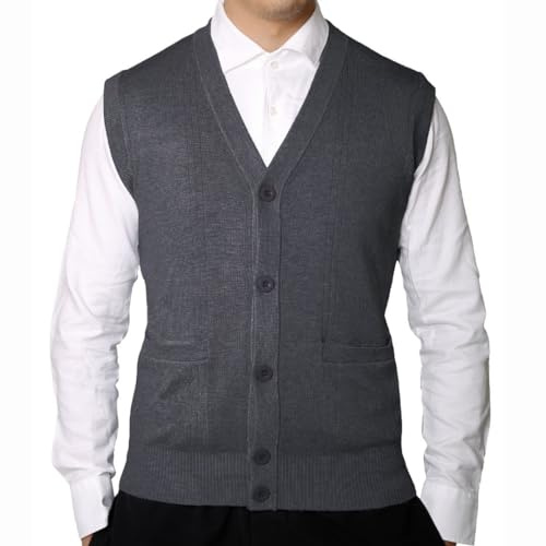 UrbanFit Mens V-Neck Sleeveless Sweater Knitted Tank Top Gilets Jumpers Cardigan Vest