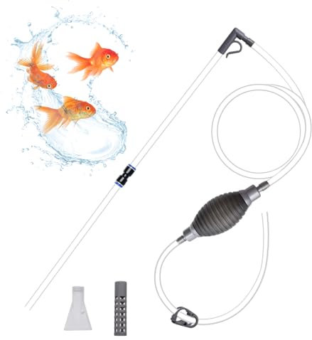 CONNECTION 7 Pièces Aspirateur Aquarium 2.2M Nettoyeur Aquarium Siphon Aquarium Pompe Nettoyage Aquarium Kit Nettoyage Aquarium de Manuel pour Aquarium Changer l'eau Nettoyage Graviers et Sable (Gris)