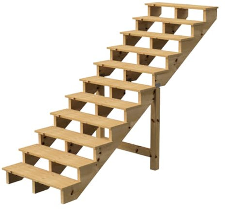 Escalera exterior H190cm - 11 escalones de madera D29cm, B100cm SIN actuación