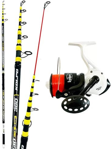 Combo da pesca per il mare con canna telescopica 120gr + mulinello 8000 con filo