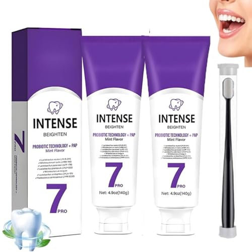 2 pezzi Dentifricio intensivo 7-Pro,Dentifricio sbiancante intenso 7Pro con 7 probiotici per denti,Dentifricio per la pulizia profonda dell'igiene orale, alito fresco