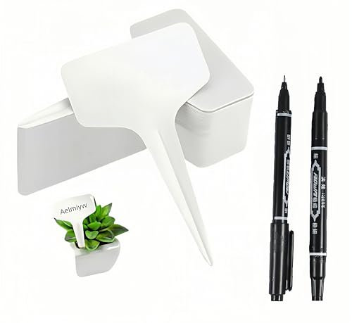 200Pcs 4 Inch Plant Labels for Outdoor Plants, T-Type Plant Name Tags Waterproof Plant Label Stakes Garden Labels Markers Nursery with Marking Pen Plastic Garden Tag for Outdoor