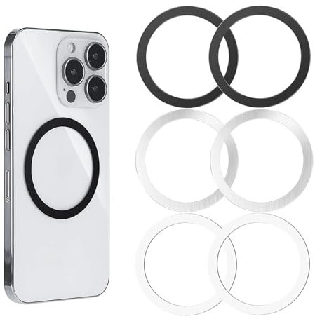 DOMTLTY Confezione da 6 anelli metallici con adesivi, adesivi universali ad anello metallico per caricabatterie magnetico, piastra metallica per cellulare compatibile (senza magnete)