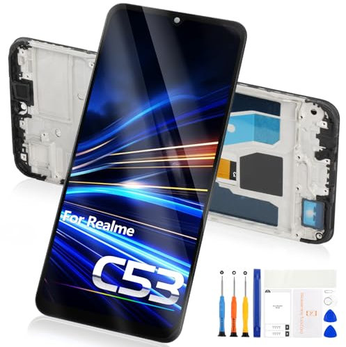 Pantalla LCD para Oppo Realme C53, repuesto de pantalla, para Realme C53 LCD Display Digitalizador RMX3760 Pantalla Táctil Sensor de Cristal Pannello Montaje Kit de Reparación (Negro con Marco)