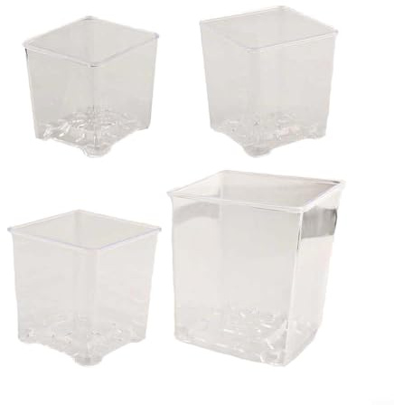 Yuanpgky Transparente Acryl-Töpfe mit Drainagelöchern für Innen- und Außenbereich, 4-teiliges Set, geeignet für Kakteen, Sukkulenten und Blumen (ohne Tablett)