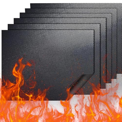 JIIJCAAC 6-Pack 40x33cm – Oven Liners for Fan Assisted ovens | Non-stick reusable liner for fan/electric/gas ovens, BBQ, trays. Spill-proof, easy clean, BPA-free, heat safe to 260°C