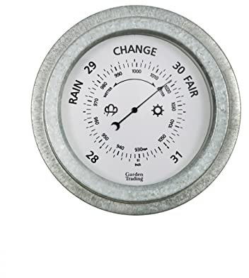 Garden Trading St Ives Barometer Crafted in Galvanised Steel | Indoor And Outdoor Use | Depth 5 X Diameter 22cm