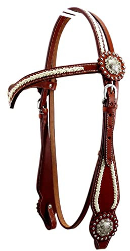 Thor Equine Kopfstück Miles Westerntrense mit Rohhaut und Concha, V-Shaped, Chesnut Cob