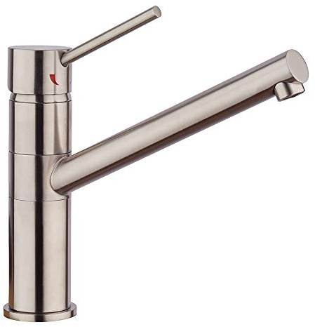 Paini – Rubinetto Miscelatore Monocomando Cucina, INOX, Lavello bocca media coassiale, Design moderno, interamente prodotto e lavorato in Italia