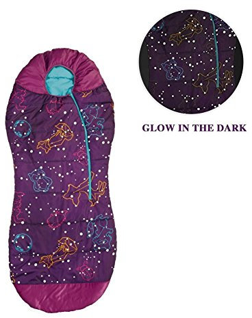 AceCamp, Kinder- und Jugend Schlafsack, Glow in The Dark,Lila, 3979