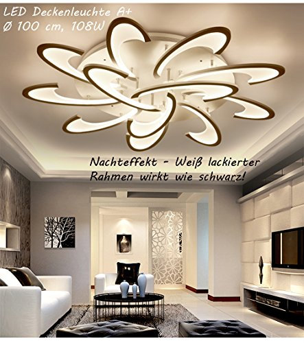 Eurohandisplay LED Deckenleuchte 2127-12 Ø 100 cm 108W mit Fernbedienung Lichtfarbe/Helligkeit einstellbar Acryl-Schirm weiß lackierte Metallrahmen (2127-12 Ø 100 cm 108W)