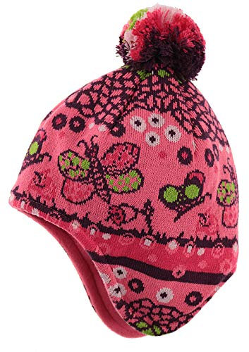 Maximo Mädchen Bommelmütze Schmetterling rosa-grün (49)