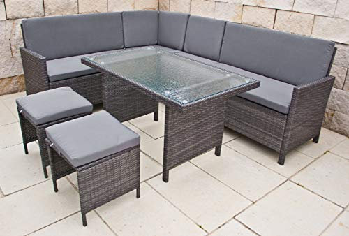 PolyRattan hohe Dinning Ecklounge Gartenmöbel Essgruppe Tisch Polyrattan auch Seitenverkehrt stellbar