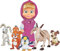 Simba 109301060 - Mascha und der Bär und ihre Tierfreunde, Masha mit ihren 5 Tierfreunden, Hase, Hund, Eichhörnchen, Steinbock und Pinguin, 12cm, ab 3 Jahre