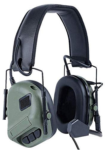 ATAIRSOFT Tactical Headset Casque de Chasse PTT pour Talkie-walkie Radio Militaire sans Fonction de réduction de Bruit (OD Green)