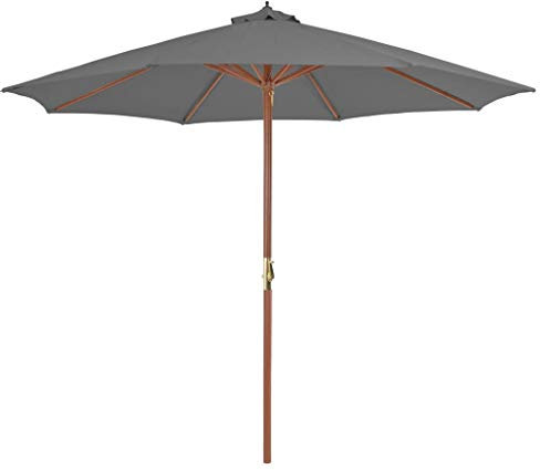 tidyard Sonnenschirm Gartenschirm Marktschirm mit Holz-Mast 300 cm UV-Best?ndig Textilgewebe Terrassenschirm mit Lüftung und Kurbelsystem Anthrazit