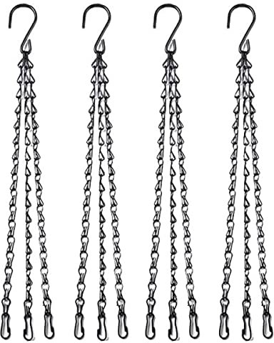 HH-LIFE 4 pezzi 46cm(18) Nero Catena Sospesa in Metallo Catena con Gancio a S e Clip per Appendere Vaso Mangiatoie per Uccelli Vasi da Fiori e Ornamenti