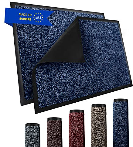 TRIBURG® Fußmatte 90x120 Blau Schwarz - Schmutzfangmatte 90 x 120 wetterfest, wasserfest, waschbar - Fußmatte außen/innen -rutschfeste Fussmatte Aussenbereich und Innenbereich