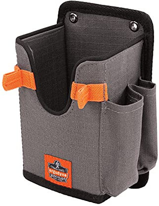 Ergodyne Squids 5543 Barcode-Scanner-Halterung für Pistolengriff, Mobile Computer, Hand-Barcode-Scanner, Befestigungsgurte zur Befestigung am Gabelstapler, Grau, groß