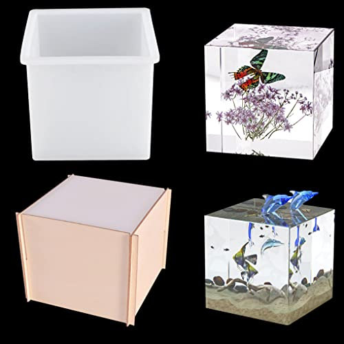 FineInno Molde Resina Cuadrado, Moldes de Silicona de Cubo, Moldes de Resina Epoxi Geométrico para manualidades, Fabricación Vela Jabón, Decoración del Hogar (Molde Resina Cubo)