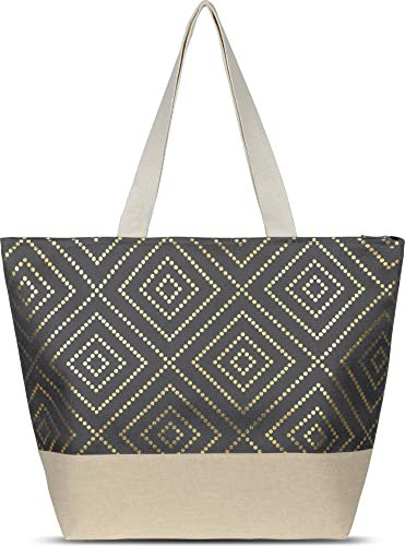 normani XXL Strandtasche - Damen Handtasche mit Langen Henkel - Schultertasche für Frauen 19 Liter Volumen mit Innentasche Farbe Anthrazit
